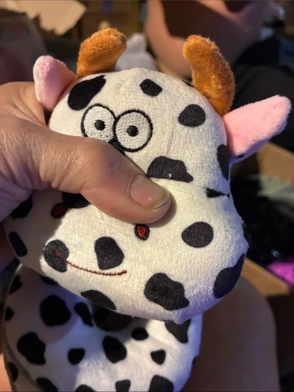 Black & White Spotted Plush Cow Rope Dog Toy